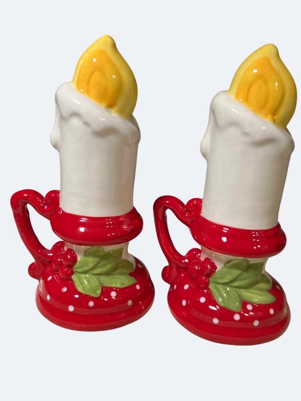 Ceramic Christmas Candle Stick Salt and Pepper Shakers